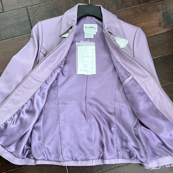 Pamela McCoy Fully lined Lavender ruffled leather jacket. New!! - Picture 4 of 6